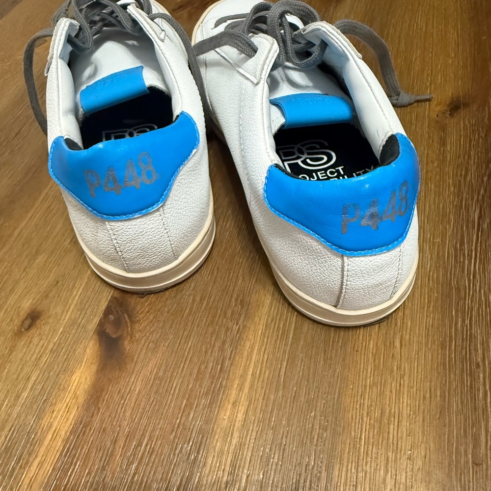 P448 Women’s Sneakers in White with Blue Highlights - Picture 7 of 11
